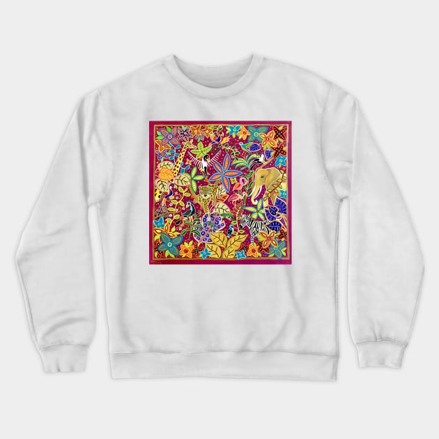 Pink African jungle Crewneck Sweatshirt by MagaliModoux